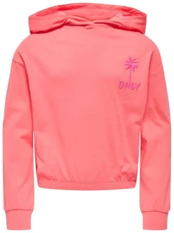 Sweat en coton biologique corail uni pourvu de manches longues