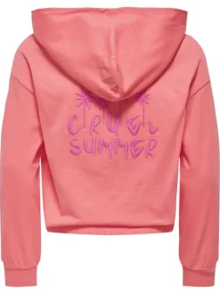 Sweat en coton biologique corail uni pourvu de manches longues
