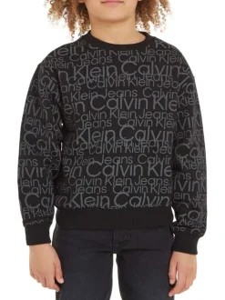 Sweat en coton black monogramme avec une coupe droite et un col rond