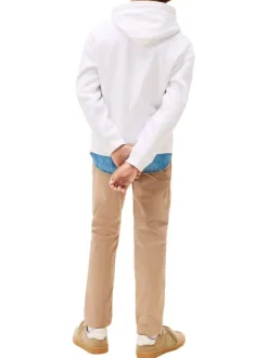 Sweat en coton blanc à imprimé fantaisie avec un col à capuche