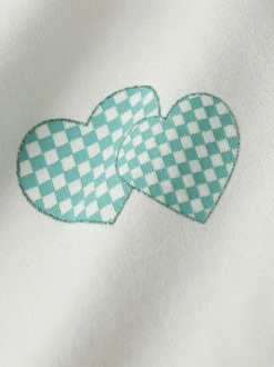 Sweat en coton blanc uni pourvu d'imprimés en damier et d'une coupe droite