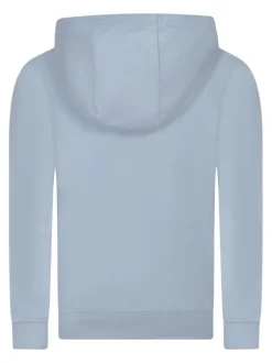 Sweat en coton bleu clair à coupe droite pourvu d'un col à capuche