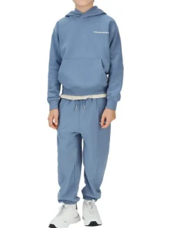 Sweat en coton bleu uni avec une coupe droite et une capuche