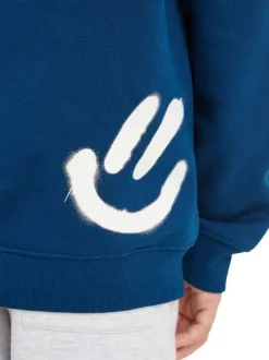 Sweat en coton en transition mélangé pétrole avec coupe droite et col rond