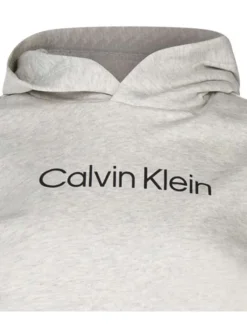 Sweat en coton gris chiné avec nom de la marque noir sur la poitrine