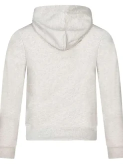 Sweat en coton gris chiné avec nom de la marque noir sur la poitrine