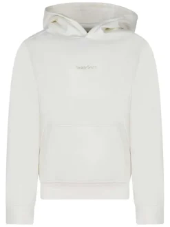 Sweat en coton indigo uni coupe ajustée avec un col à capuche