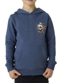 Sweat en coton indigo uni pourvu d'un imprimé tête de mort et d'une coupe droite