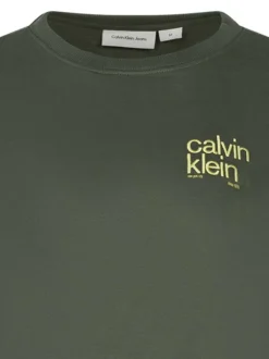Sweat en coton kaki à coupe droite avec un col rond et un logo imprimé