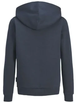 Sweat en coton marine à coupe droite pourvu d'un col à capuche
