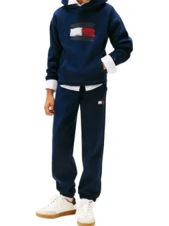 Sweat en coton marine à imprimé fantaisie avec un col à capuche