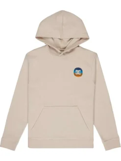 Sweat en coton mélangé beige uni à capuche avec une coupe droite