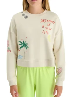 Sweat en coton mélangé beige 0 coupe droite orné de divers motifs