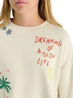 Sweat en coton mélangé beige 0 coupe droite orné de divers motifs