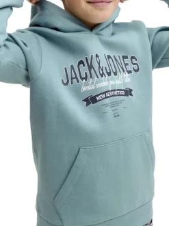 Sweat en coton mélangé bleu à coupe droite orné d'un imprimé de la marque