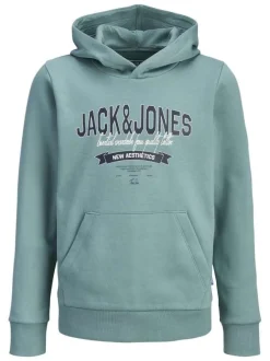 Sweat en coton mélangé bleu à coupe droite orné d'un imprimé de la marque