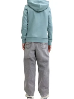 Sweat en coton mélangé bleu à coupe droite orné d'un imprimé de la marque
