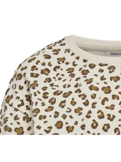 Sweat en coton mélangé léopard à coupe droite et avec un col rond