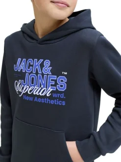 Sweat en coton mélangé marine à coupe droite orné d'un imprimé de la marque