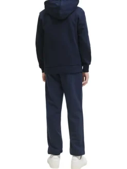 Sweat en coton mélangé marine imprimé avec une coupe droite et nom iconique