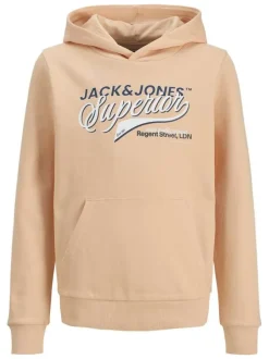 Sweat en coton mélangé pêche à coupe droite orné d'un imprimé de la marque