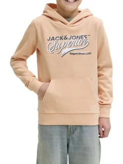Sweat en coton mélangé pêche à coupe droite orné d'un imprimé de la marque