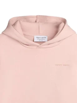 Sweat en coton mélangé rose à coupe droite pourvu d'un col à capuche
