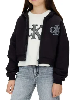 Sweat en coton noir avec une coupe droite et un col à capuche