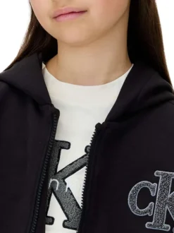 Sweat en coton noir avec une coupe droite et un col à capuche