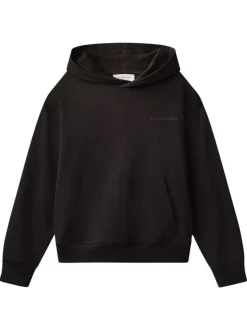 Sweat en coton noir uni avec une coupe droite et une capuche