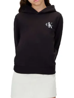 Sweat en coton noir uni avec une coupe droite et une capuche
