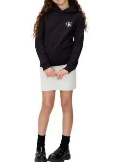 Sweat en coton noir uni avec une coupe droite et une capuche