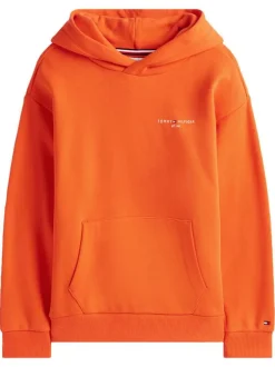 Sweat en coton orange avec un col à capuche et des manches longues