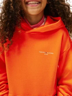 Sweat en coton orange avec un col à capuche et des manches longues