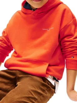 Sweat en coton orange avec un col à capuche et des manches longues