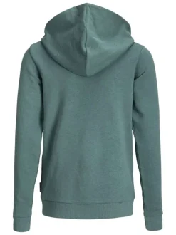 Sweat en coton vert à coupe droite pourvu d'un col à capuche
