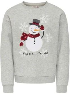 Sweat gris clair imprimé avec des manches longues et une coupe droite à col rond