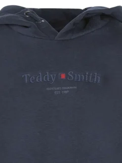 Sweat marine avec logo à coupe droite et avec un col à capuche
