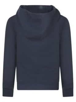 Sweat marine avec logo à coupe droite et avec un col à capuche
