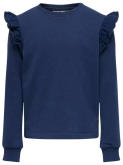 Sweat marine chiné avec une coupe droite et un col rond