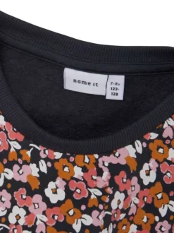 Sweat marine en coton imprimé liberty avec une coupe droite et un col rond