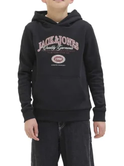Sweat noir avec un motif un col à capuche et une coupe droite