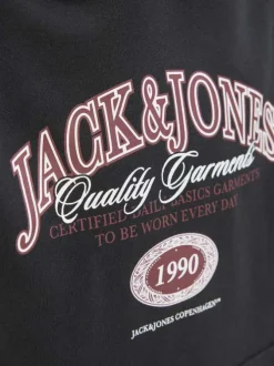 Sweat noir avec un motif un col à capuche et une coupe droite
