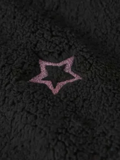 Sweat noir en maille sherpa pourvu d'un col à capuche et de manches longues