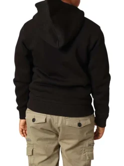 Sweat noir uni avec un col à capuche et une poche traversante