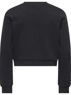 Sweat noir uni avec une coupe droite à col rond et des manches longues