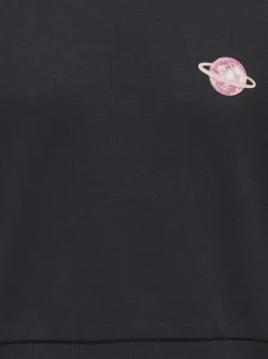 Sweat noir uni avec une coupe droite à col rond et des manches longues