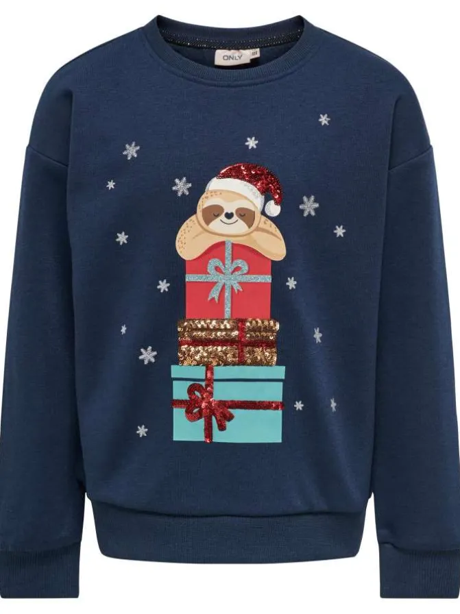 Sweat nuit imprimé cadeaux avec une coupe droite et un col rond