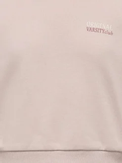 Sweat rose uni avec une coupe droite à col rond et des manches longues