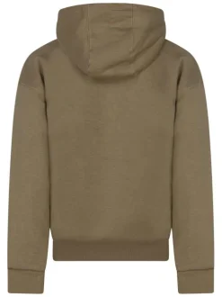Sweat zippé en coton mélangé caramel uni coupe ajustée et col capuche
